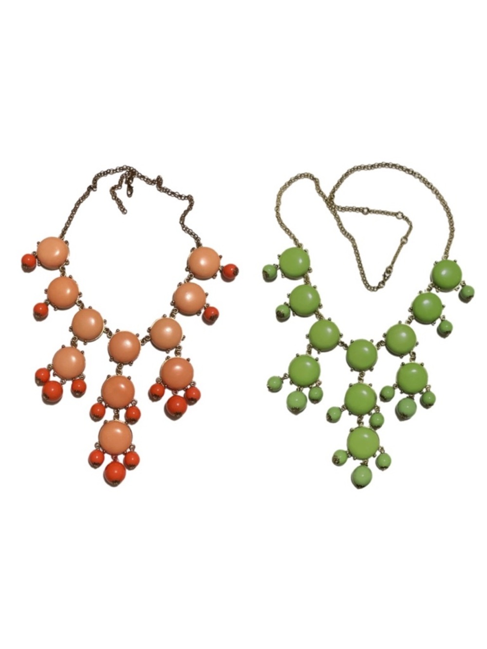 Flashy Orange and Lime Green Bib Necklaces